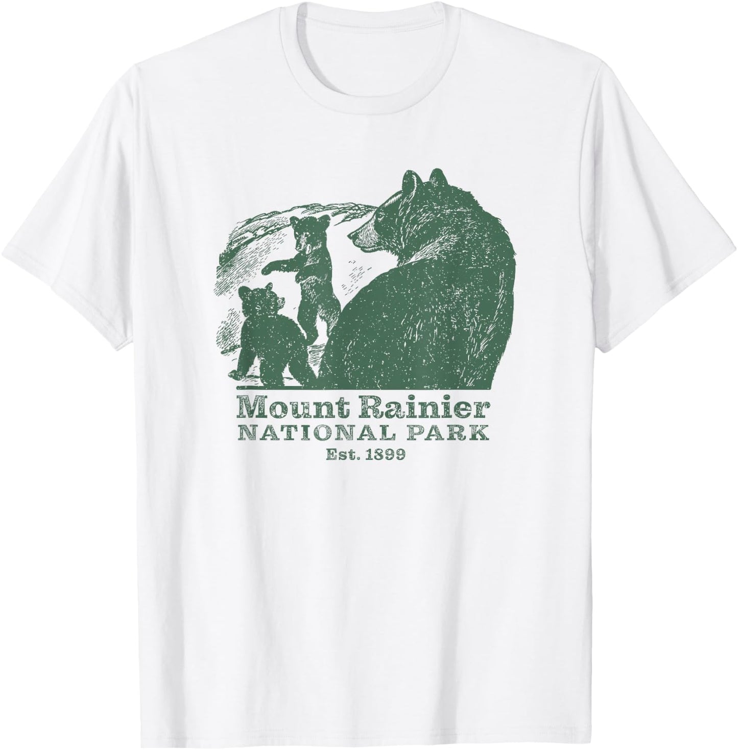 Mt. Rainier National Park Vintage Wildlife Bear Souvenir T-Shirt - T-Shirt | White