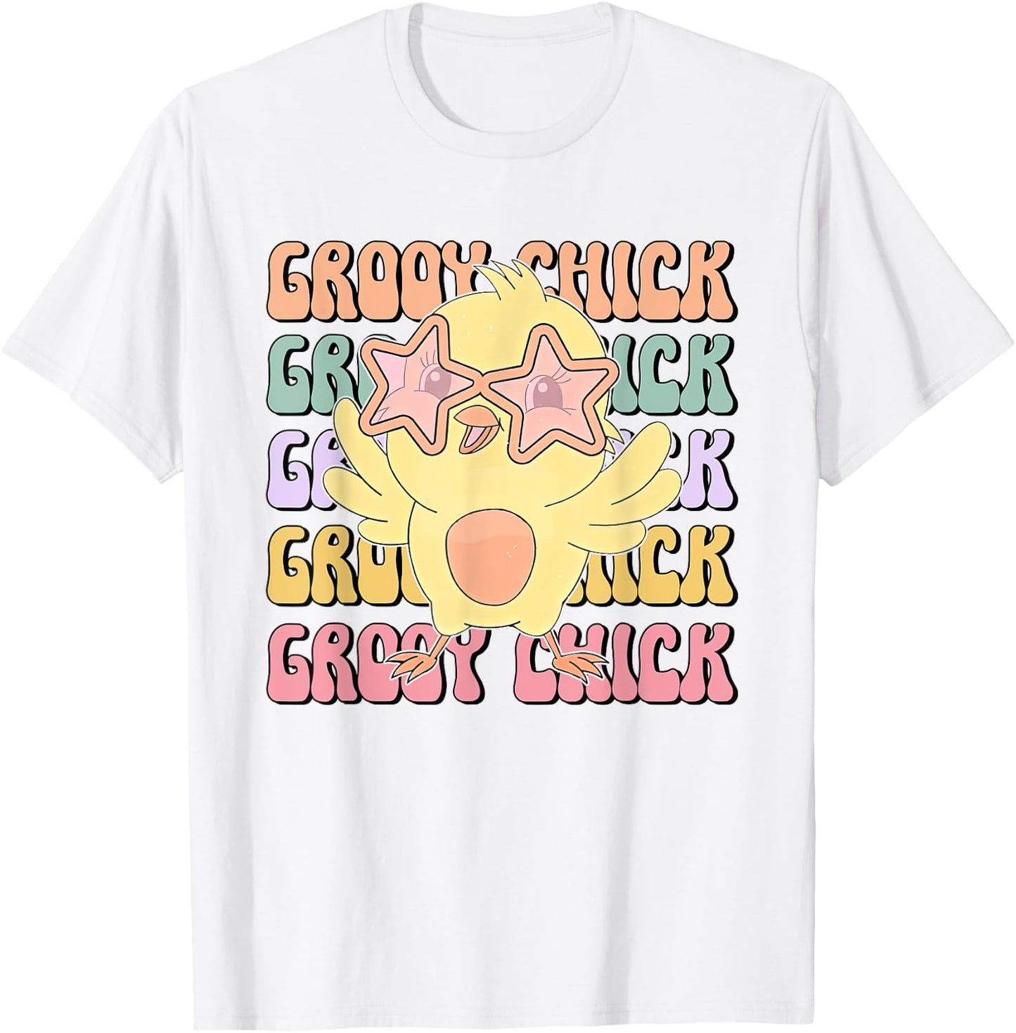 One Groovy Chick Retro Chick Costume Glasses Cute Easter Day T-Shirt - T-Shirt | White