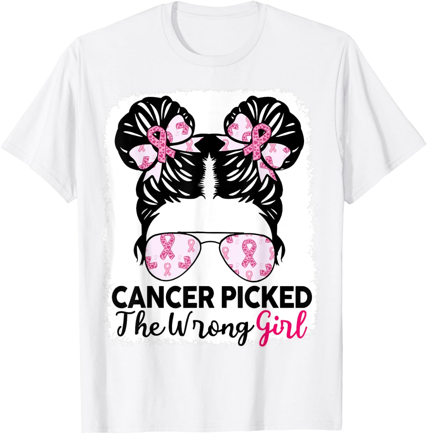 Breast Cancer Awareness Cancer Picked Wrong Girl Kids Youth T-Shirt - T-Shirt | White