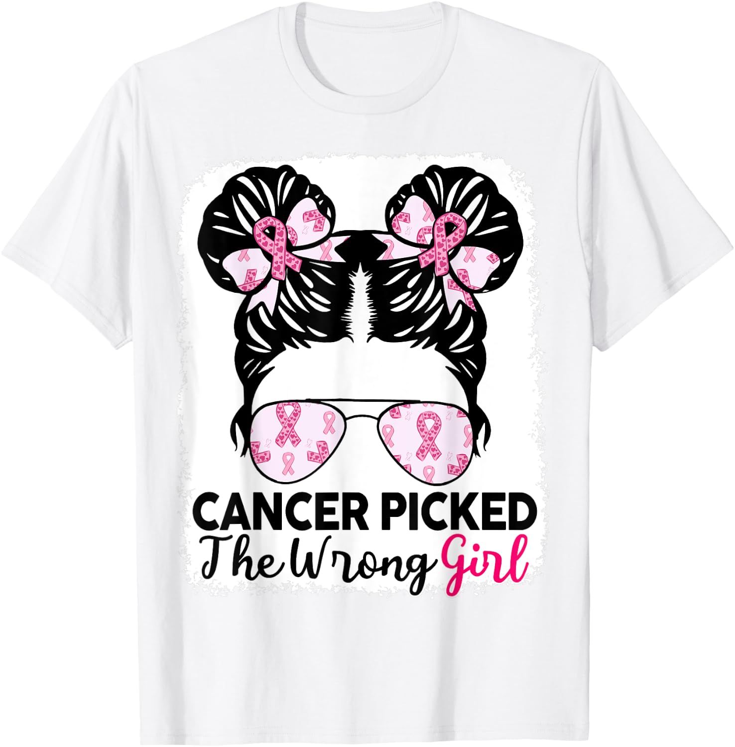 Breast Cancer Awareness Cancer Picked Wrong Girl Kids Youth T-Shirt - T-Shirt | White