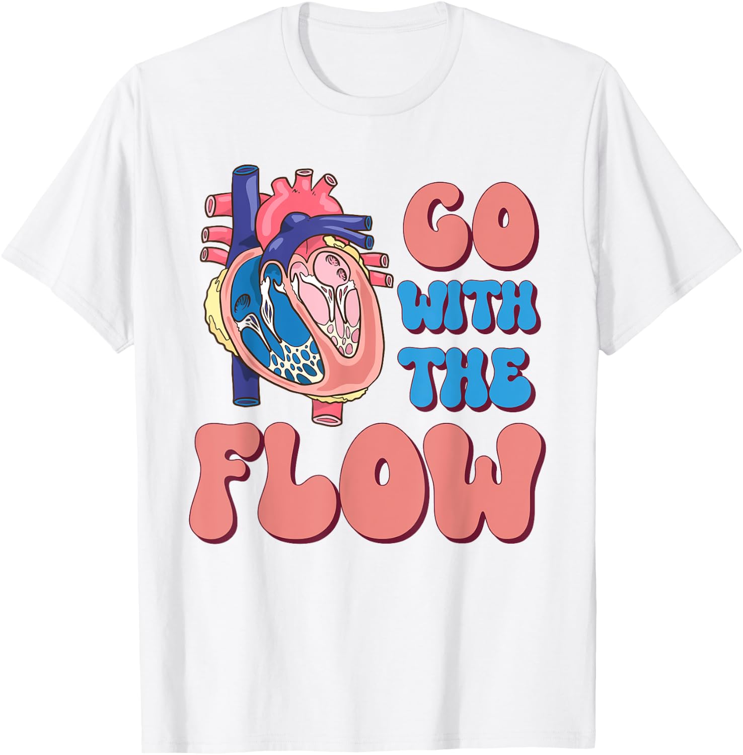 CVICU Cardiac Nurse Anatomy Cardiology Human Heart Flow T-Shirt - T-Shirt | White