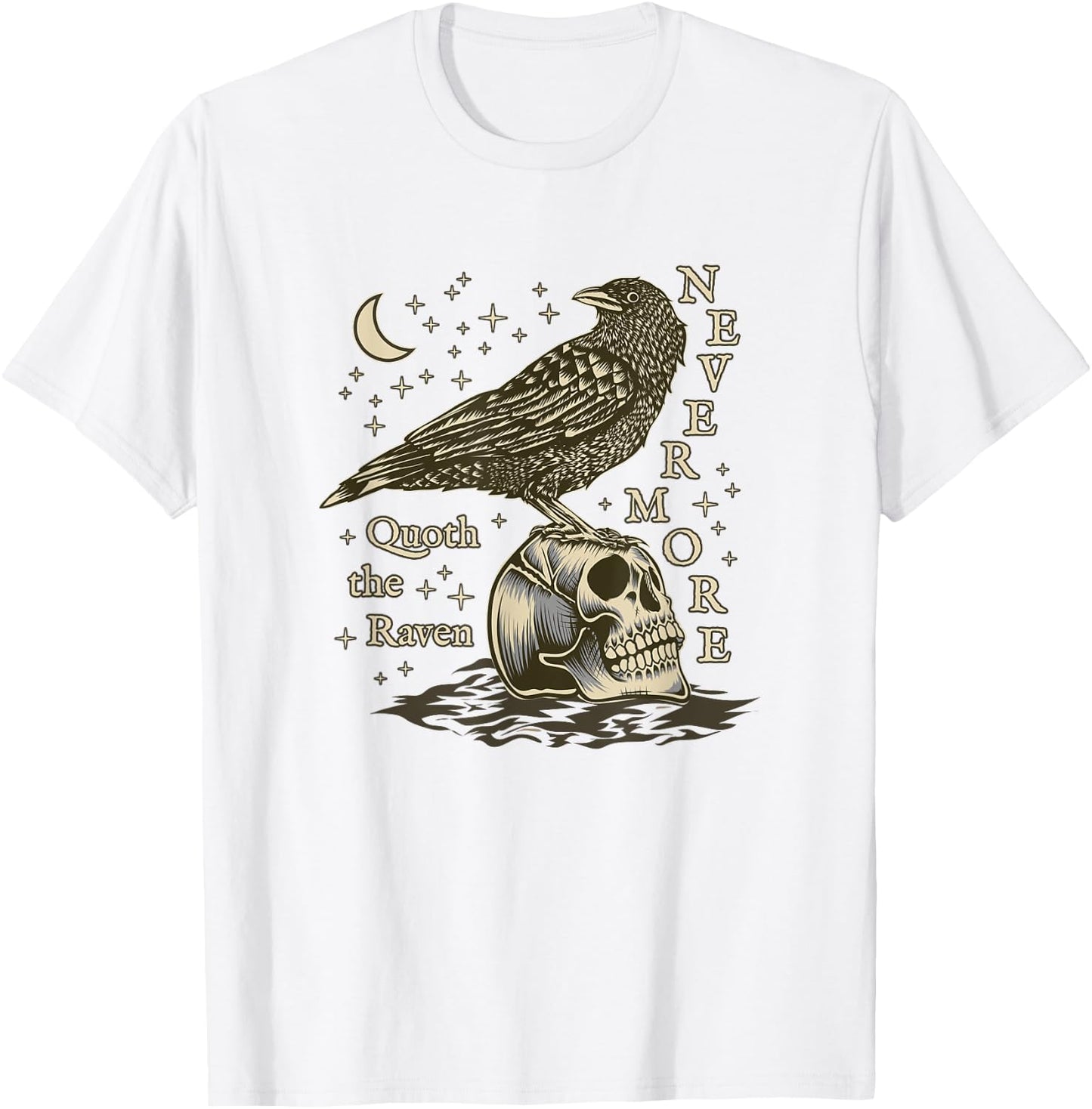 Nevermore The Raven Edgar Allan Poe Dark Academia Literature T-Shirt - T-Shirt | White