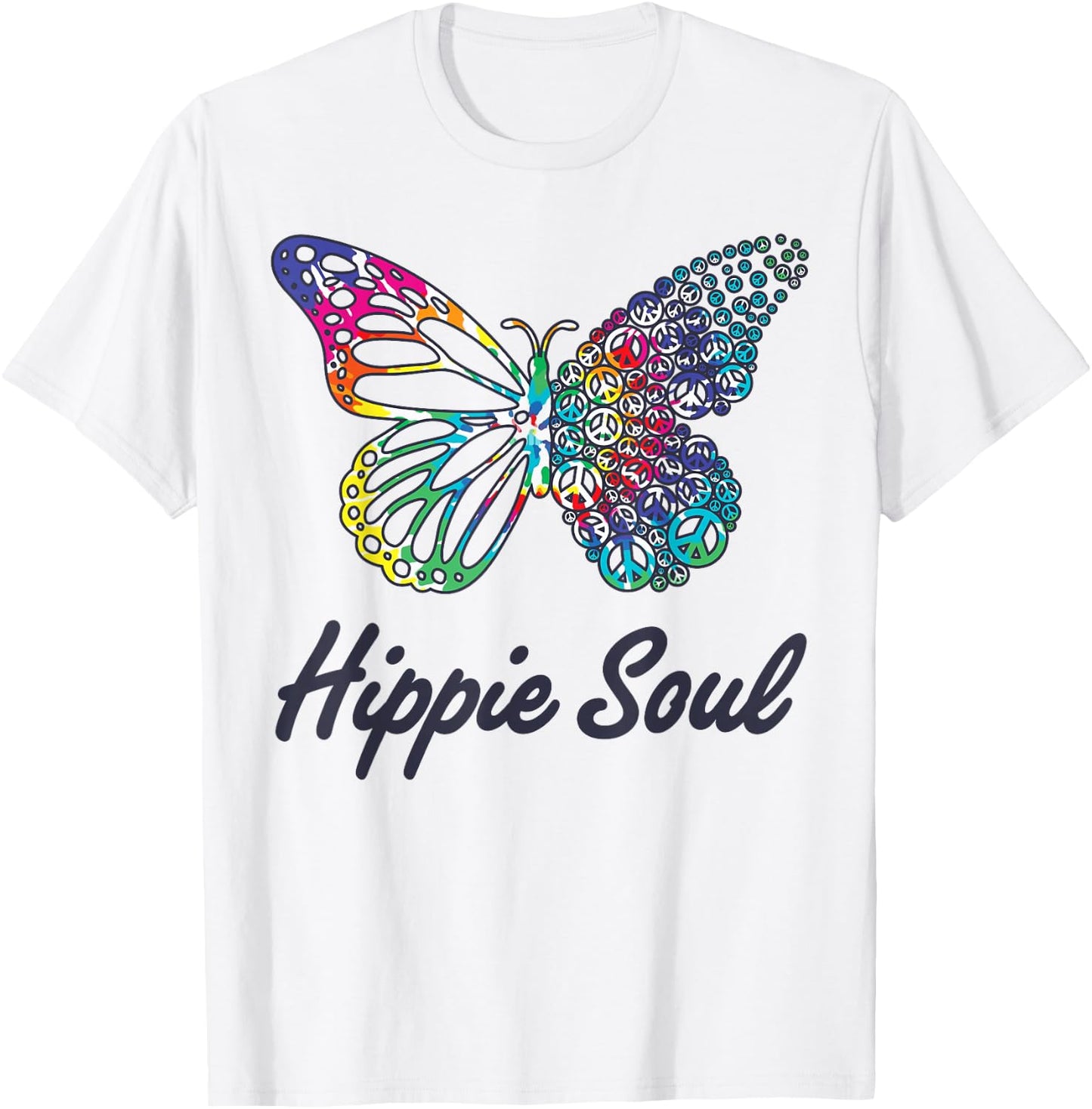 Hippie Soul Butterfly Peace Sign Retro 60s 70s Groovy Women T-Shirt - T-Shirt | White