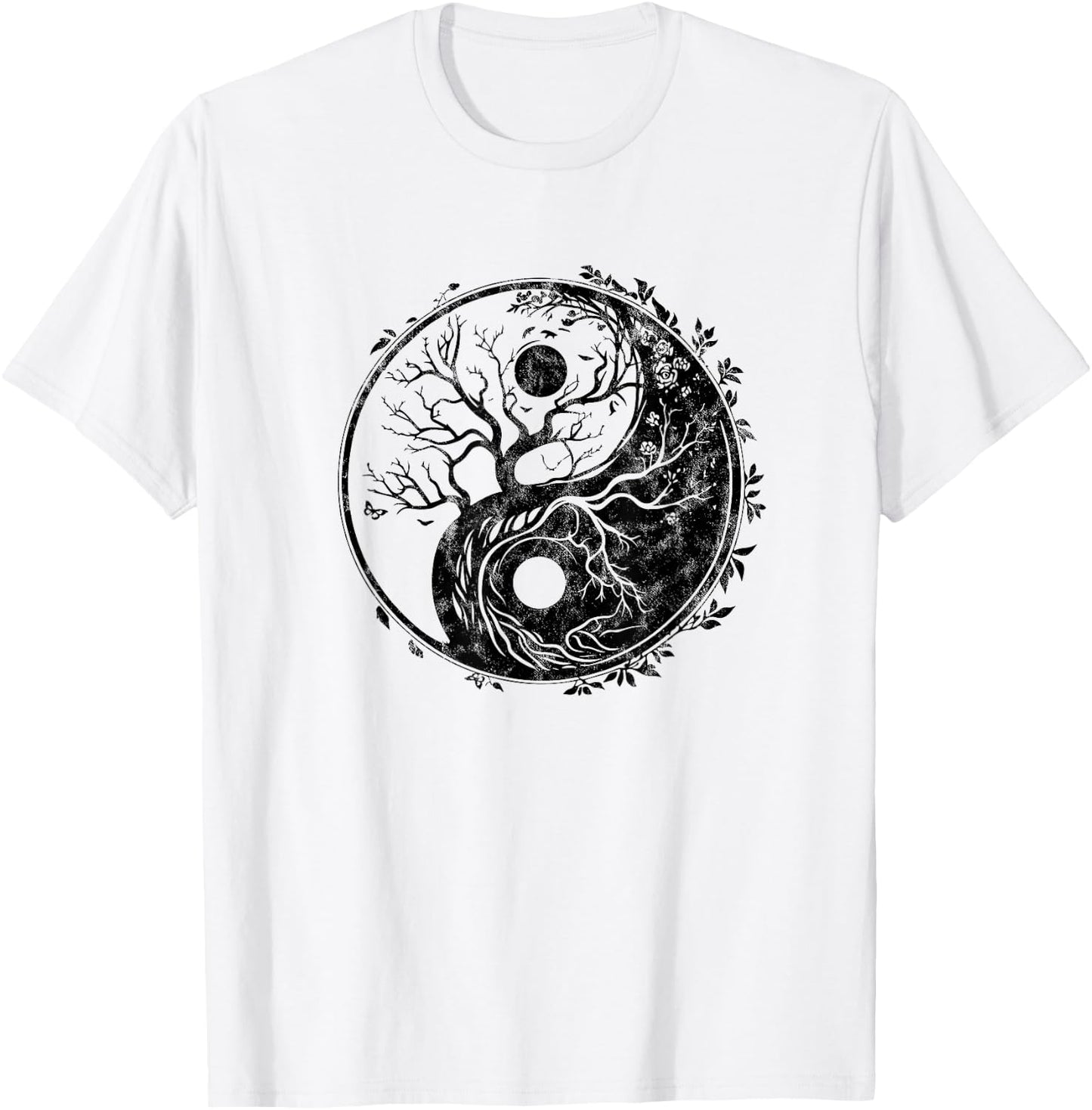 Yin Yang symbol, tree of life, Tai chi, Qigong, yoga, Taoism T-Shirt - T-Shirt | White