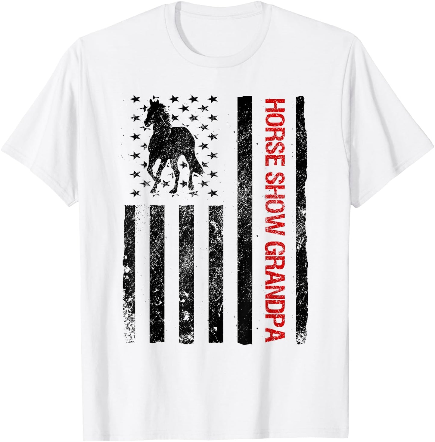 Funny Horse Show Grandpa American USA Flag Kids Men T-Shirt - T-Shirt | White