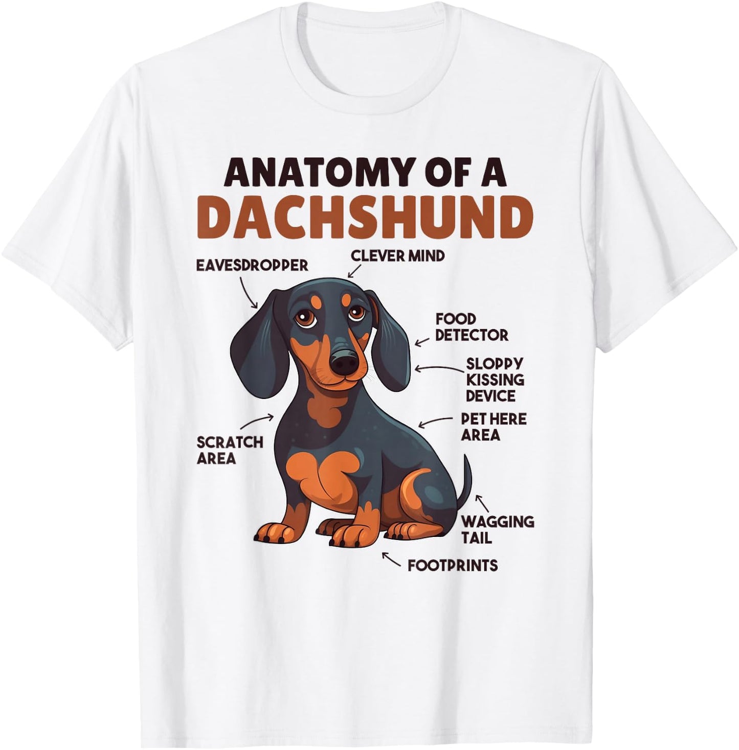 Favorite Animal Cute Animals Explanations Dachshund Anatomy - Kids, Animal Lovers - White - Short Sleeve - - - Small - Classic Fit - Lightweight - Cotton, Polyester T-Shirt - T-Shirt | White