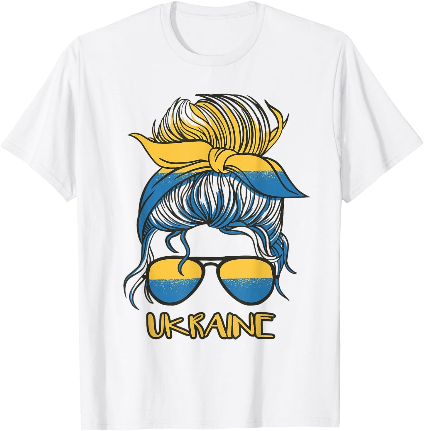 Messy Bun Hair Ukrainian Flag Girl Ukraine T-Shirt - T-Shirt | White
