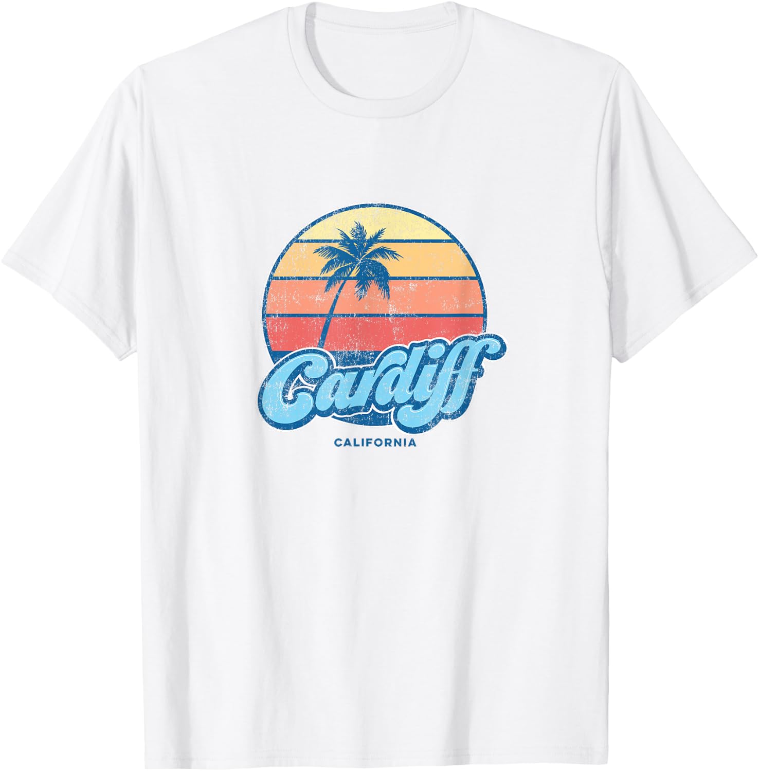 Vintage Cardiff California CA Classic 70s Retro Surfer T-Shirt - T-Shirt | White