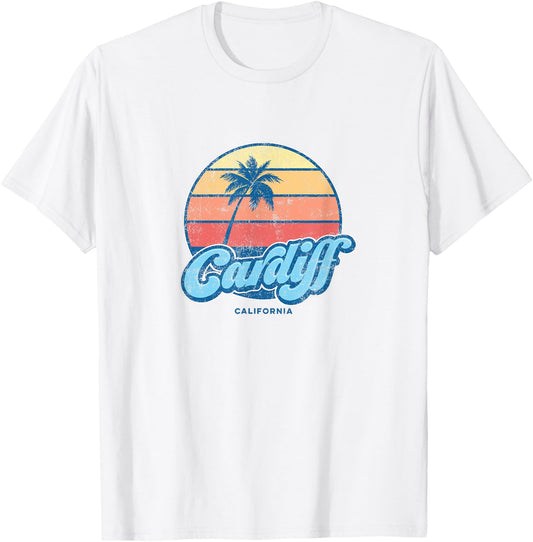 Vintage Cardiff California CA Classic 70s Retro Surfer T-Shirt - T-Shirt | White