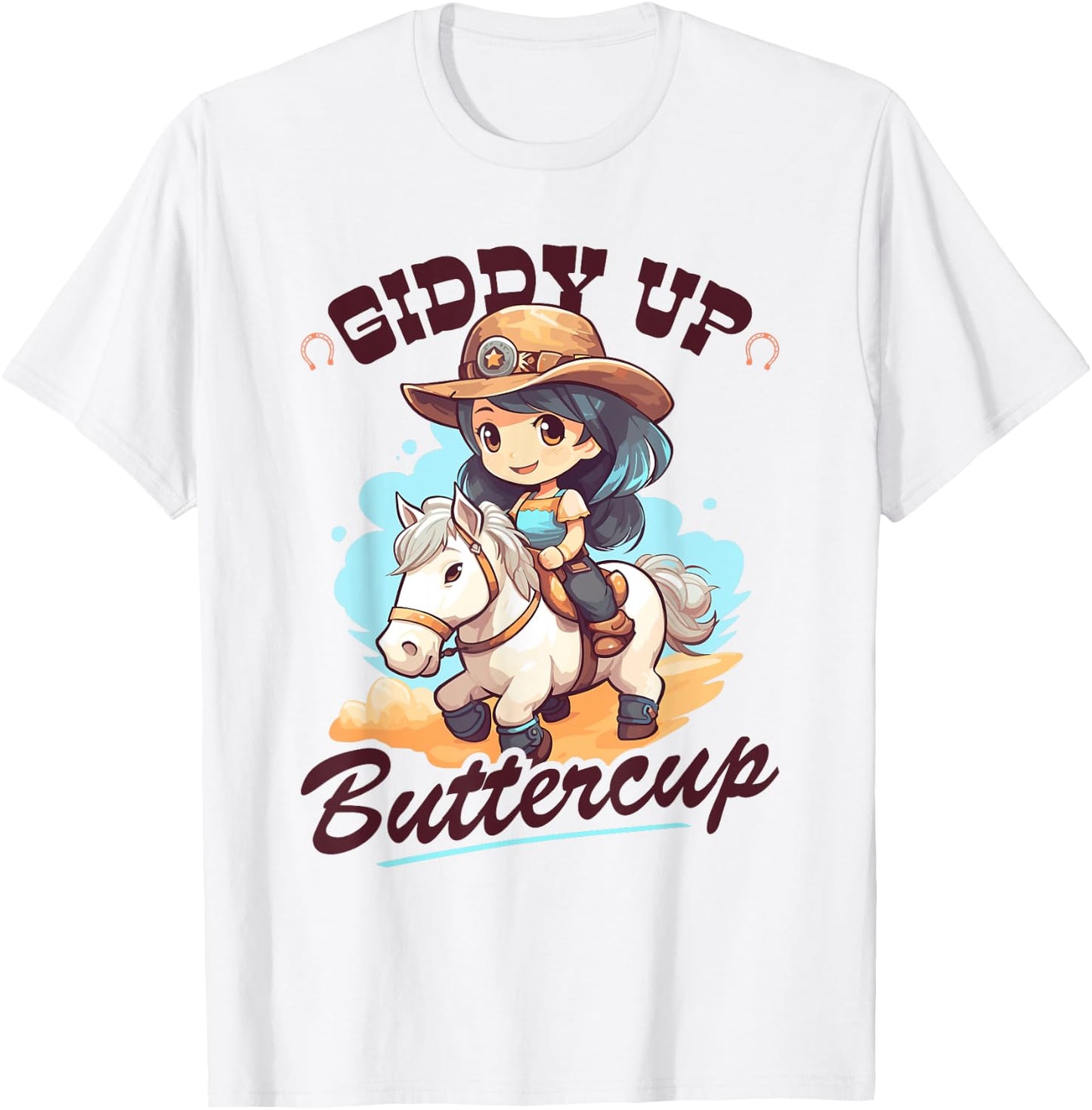 Giddy Up Buttercup, Country Rodeo Girl Toddler Cowgirl T-Shirt - T-Shirt | White