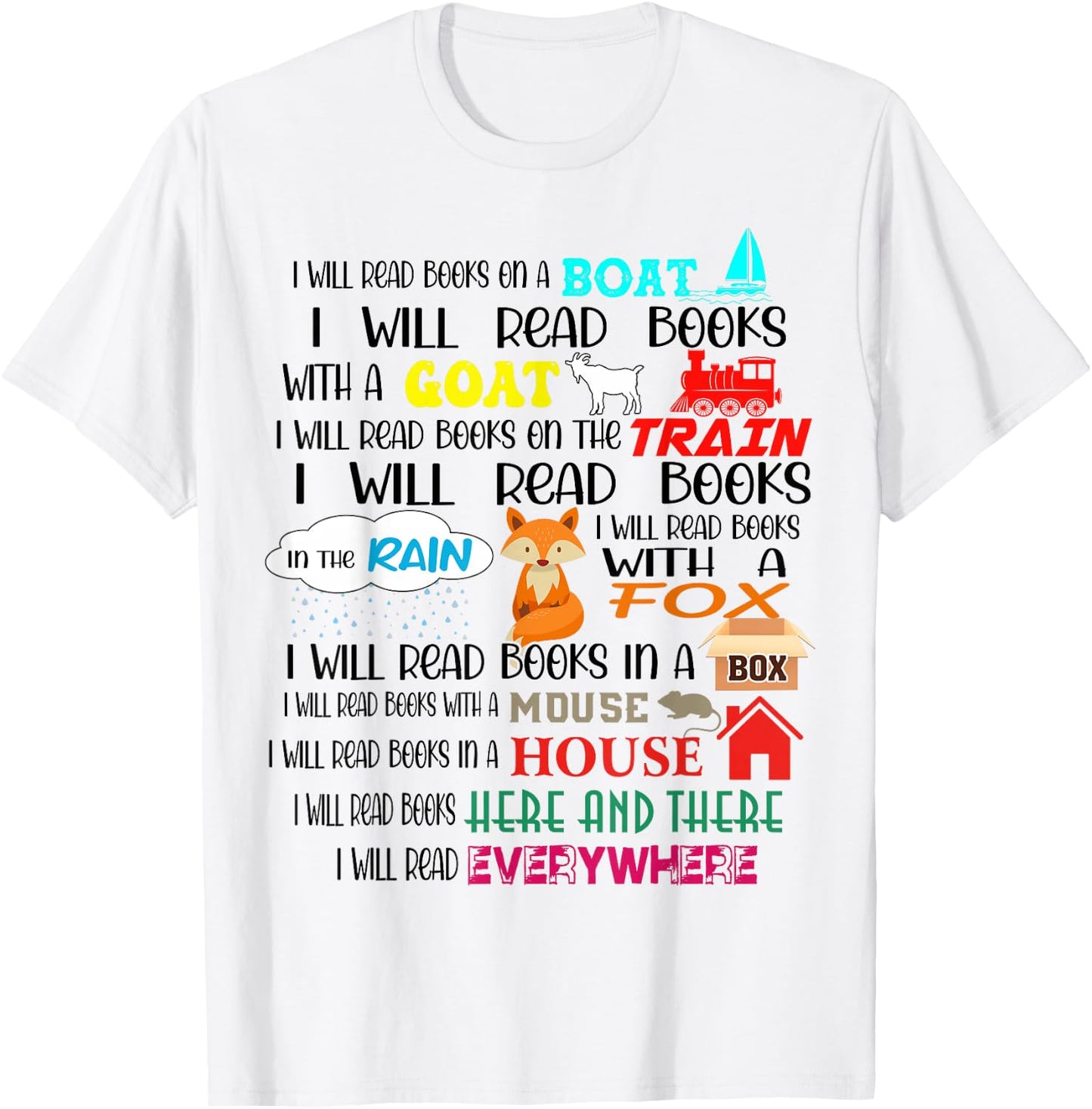 Teacher I Will Read Book On Boat Kids Women Funny Bookworm T-Shirt - T-Shirt | White