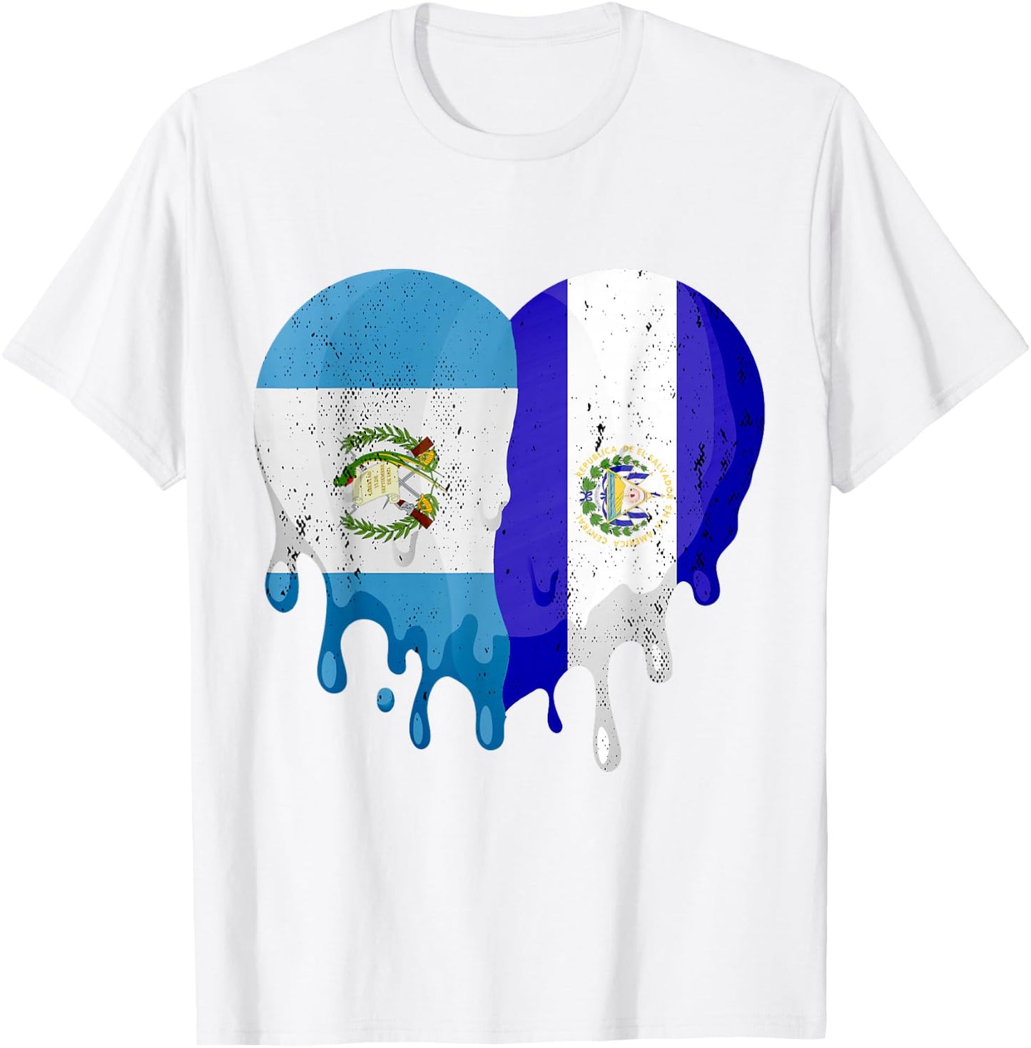 Guatemala El Salvador Flag Heart Grown Patriot Country T-Shirt - T-Shirt | White