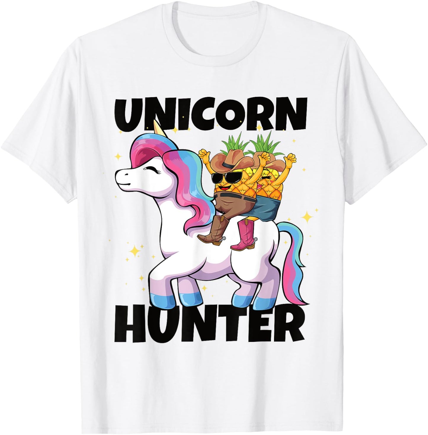 Upside Down Pineapple Swinger Unicorn Hunter T-Shirt - T-Shirt | White