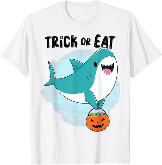 Shark Shirt - Kawaii Trick Or Eat Shark Halloween Costume T-Shirt - T-Shirt | White