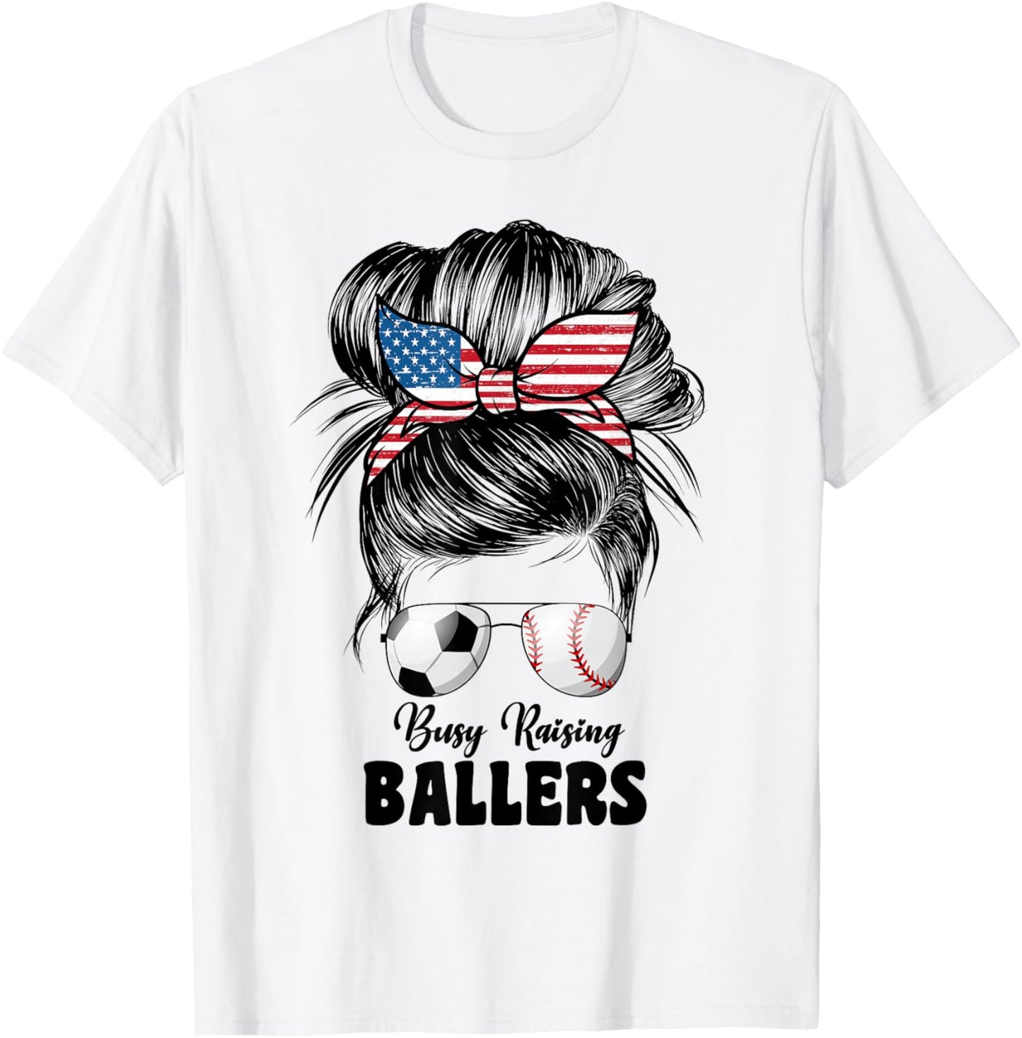 Busy Raising Ballers Soccer And Baseball Mama Mom T-Shirt - T-Shirt | White