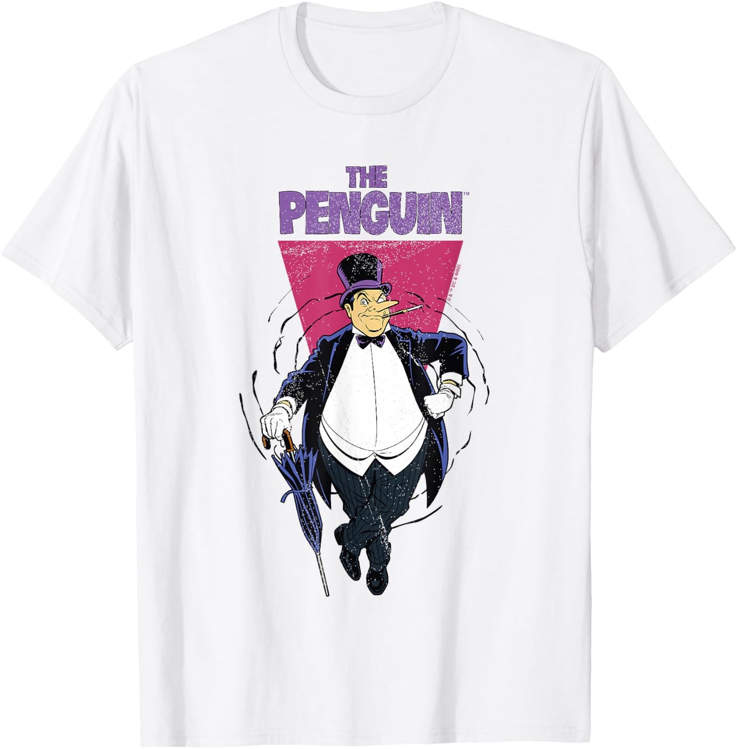 Batman Vintage Classic The Penguin Comic Villain Badge T-Shirt - T-Shirt | White
