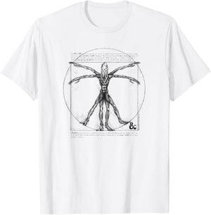 Dungeons & Dragons Mind Flayer Vitruvian Man Vintage Sketch T-Shirt - T-Shirt | White