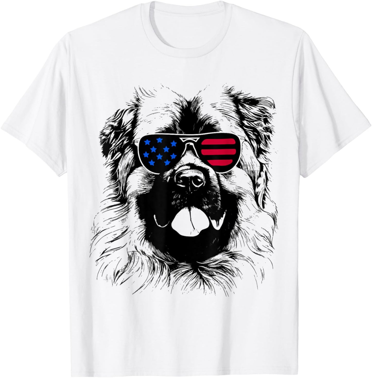 Caucasian Shepherd Dog 4th July America USA Flag T-Shirt - T-Shirt | White