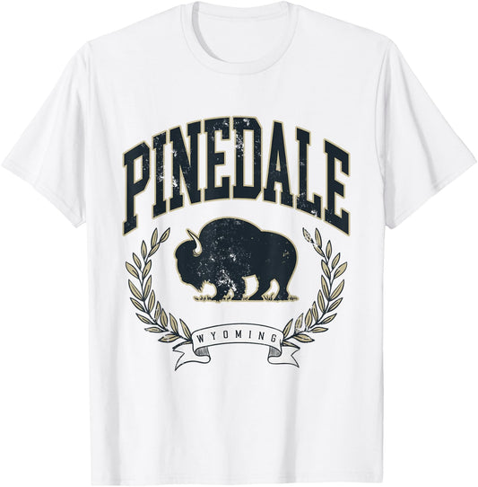 Vintage Pinedale Wyoming Mountains Bison Western T-Shirt - T-Shirt | White