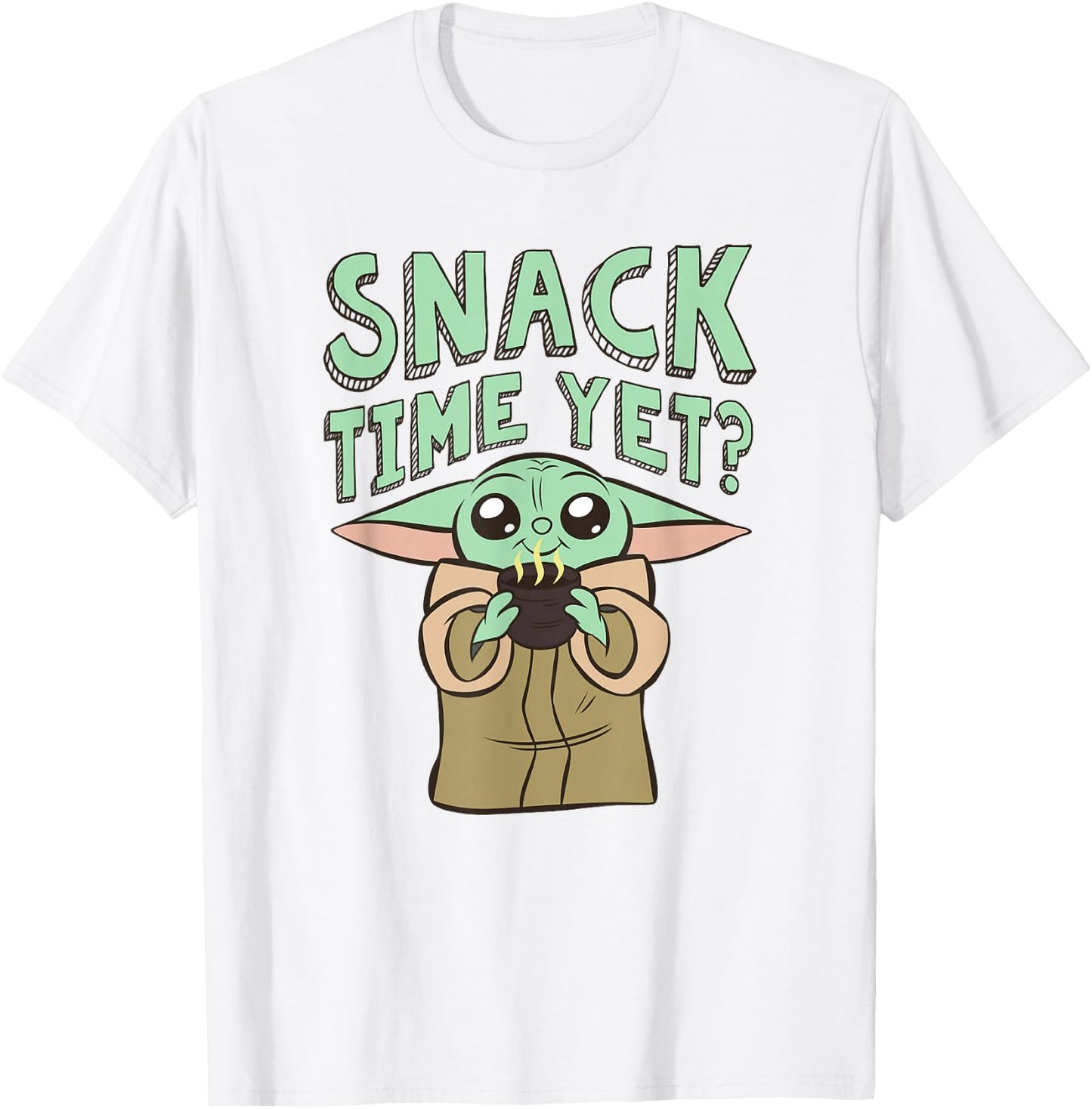 Star Wars: The Mandalorian Baby Yoda Snack Time Yet? Cute T-Shirt - T-Shirt | White