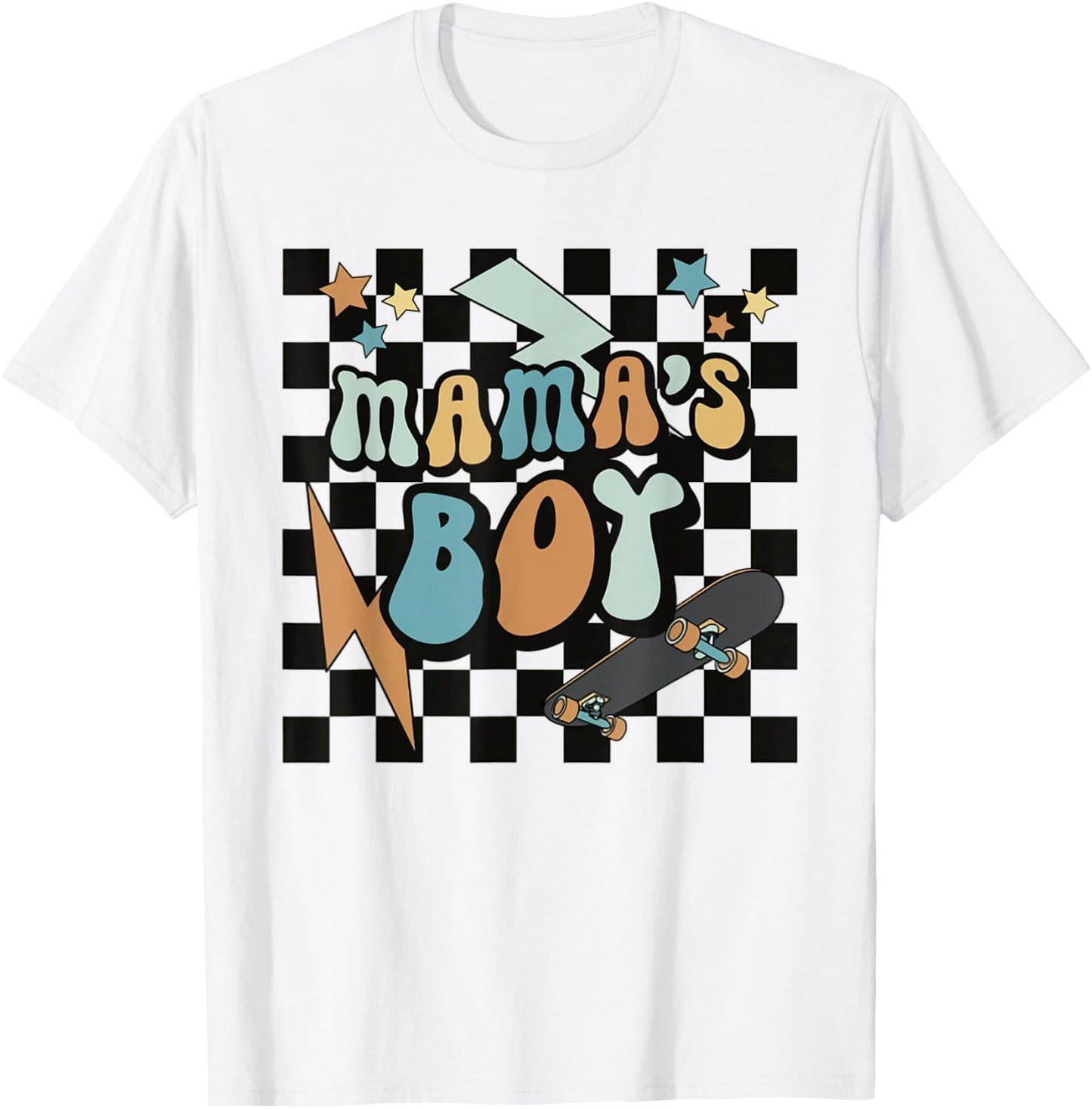 Groovy Mama's Boy Cute Retro Skater Toddler Kids T-Shirt - T-Shirt | White