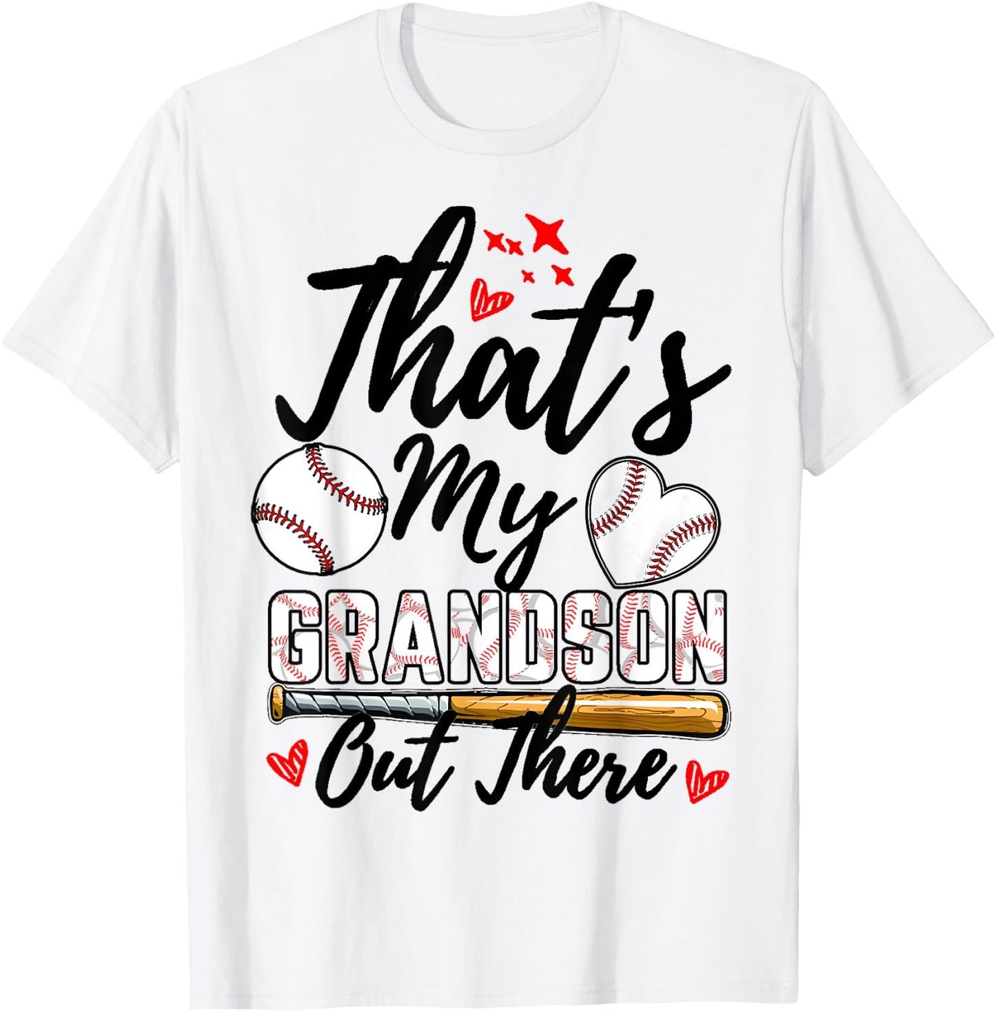 That's My Grandson Out There Baseball Grandma Mother's Day T-Shirt - T-Shirt | White
