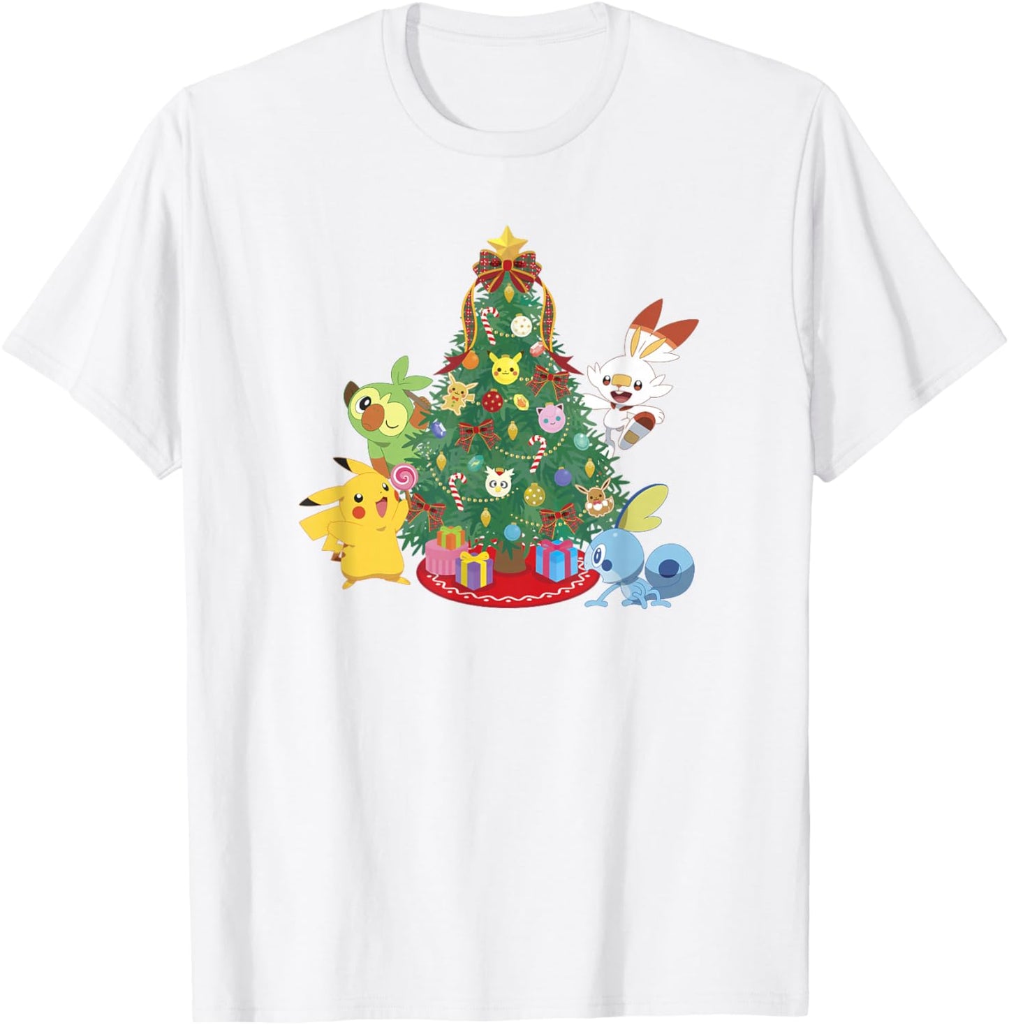 Pokémon Christmas Group Shot Decorating The Tree T-Shirt - T-Shirt | White