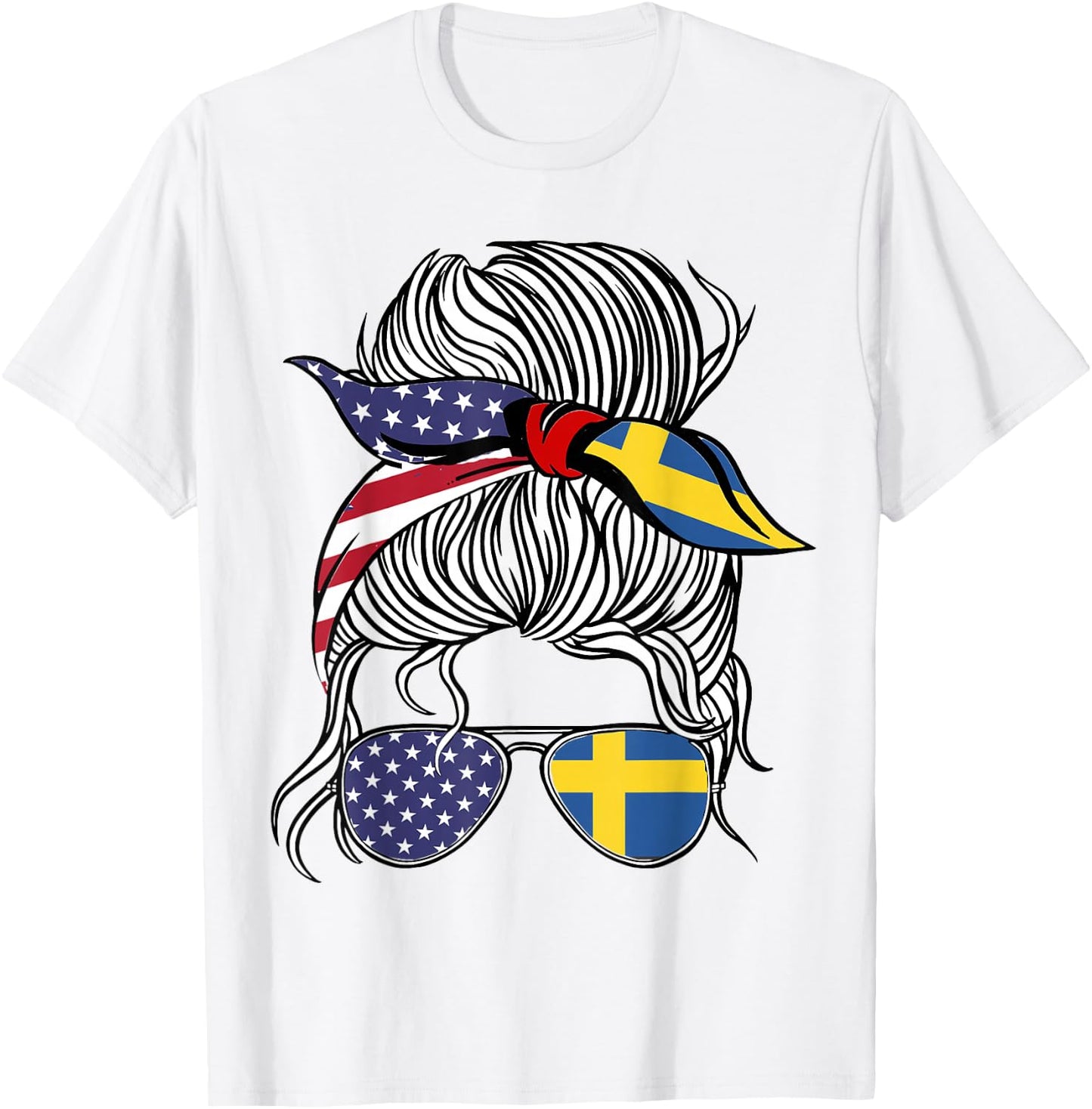 American Swedish Patriot Flag Women Girl Sweden Grown T-Shirt - T-Shirt | White