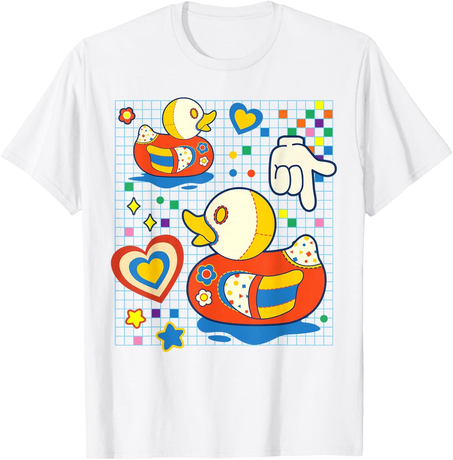 Kidcore Aesthetic Duck Fabric Patches Decora Kei Small T-Shirt - T-Shirt | White