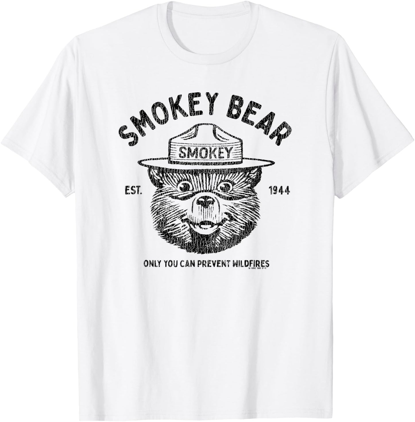 Vintage Smokey Bear Logo Only You Can Prevent Wildfires T-Shirt - T-Shirt | White