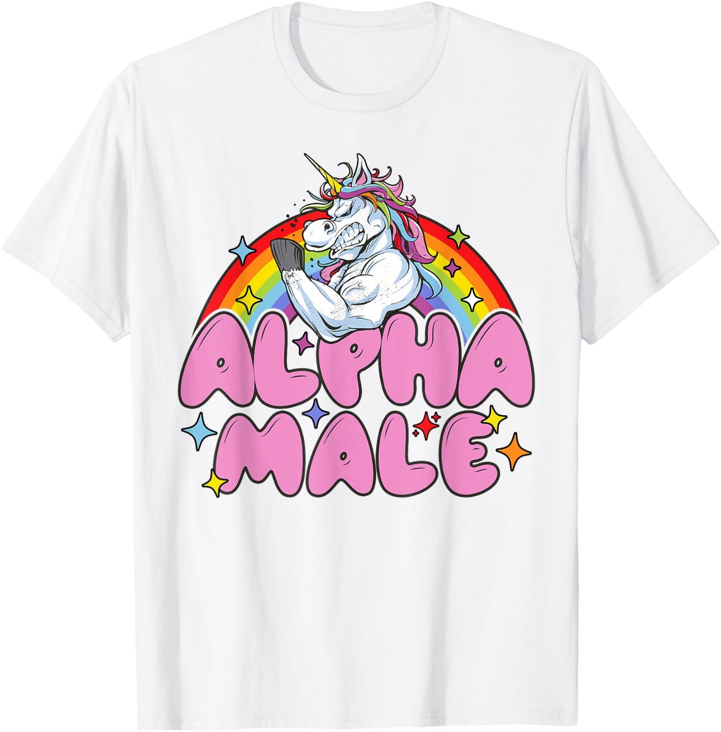 Alpha Male Unicorn Funny Sarcastic men woman T-Shirt - T-Shirt | White
