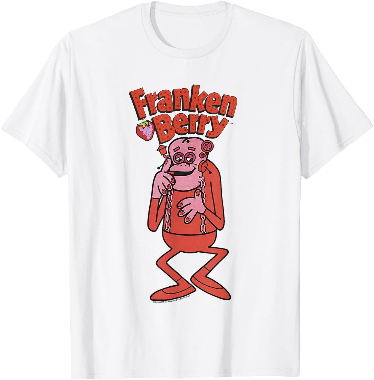 Franken Berry Vintage Strawberry Cereal Monster Mascot Logo T-Shirt - T-Shirt | White