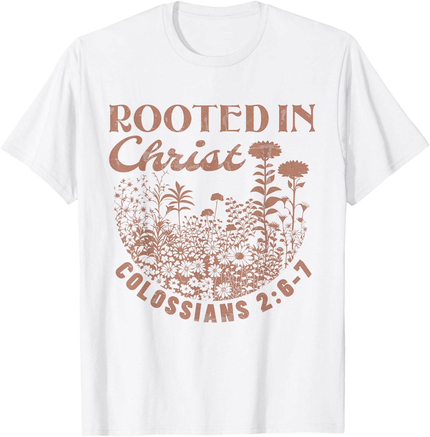 Colossians 2:7 Roots in Christ Scripture Christian Vintage T-Shirt - T-Shirt | White