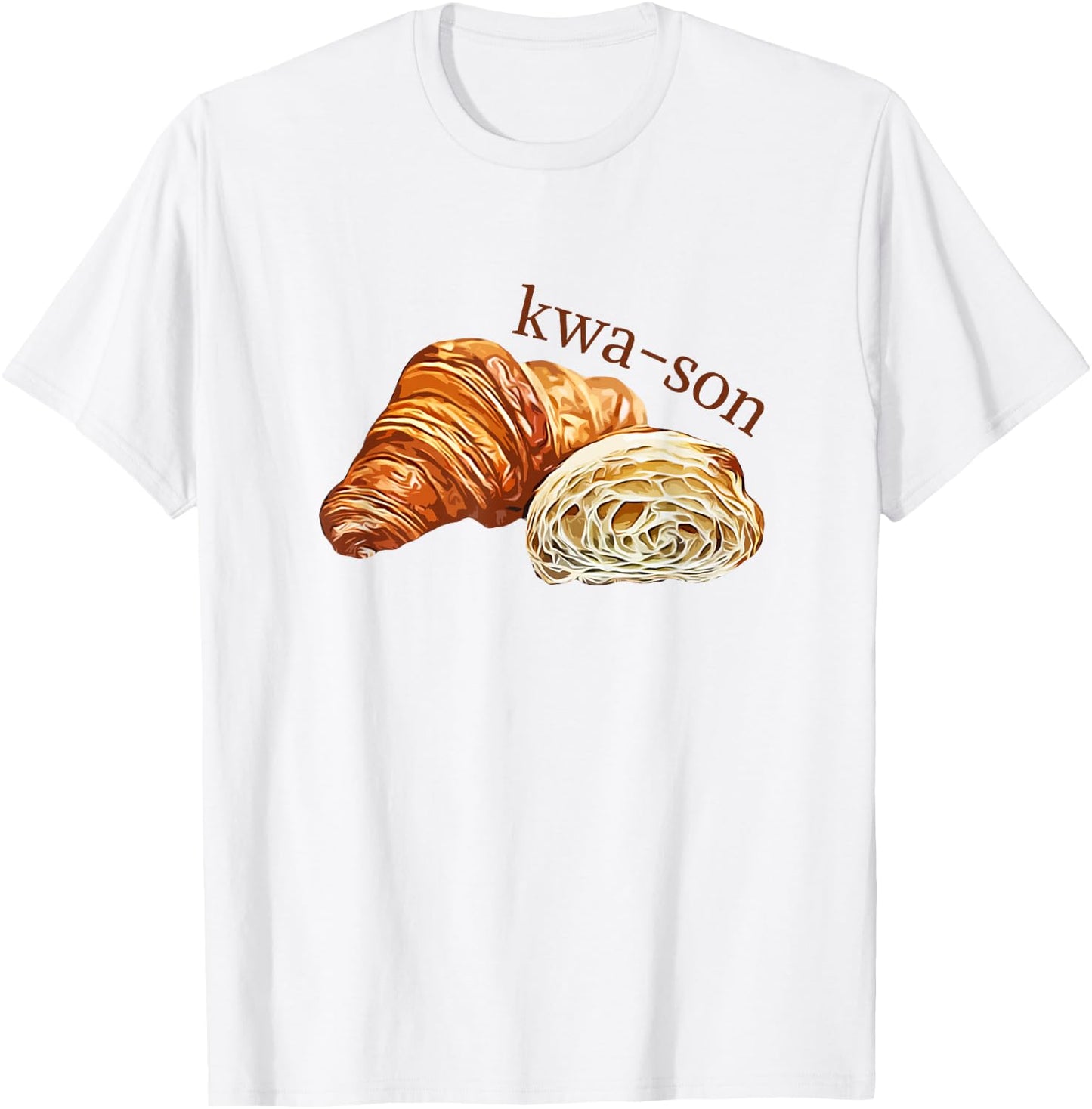 French Accents Apparel -Adults, -Kids Croissant Lover Kwa-Son Cute Funny Cotton Polyester Short Sleeve T-Shirt - T-Shirt | White
