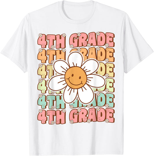 Groovy 4th Grade Back to School First Day of Fourth Grade T-Shirt - T-Shirt | White