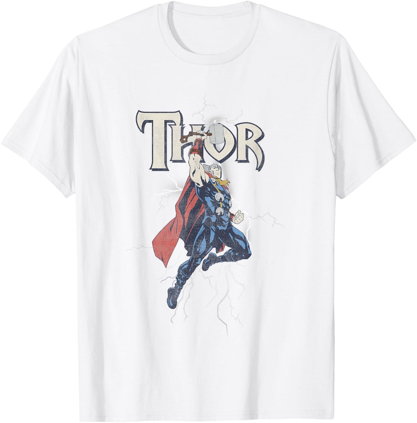 Marvel Comics Retro Classic Thor Flying Mighty Portrait T-Shirt - T-Shirt | White