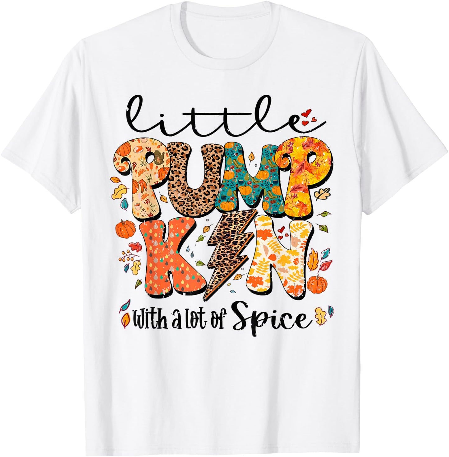 Little Pumpkin With A Lot Of Spice Leopard Thanksgiving T-Shirt - T-Shirt | White