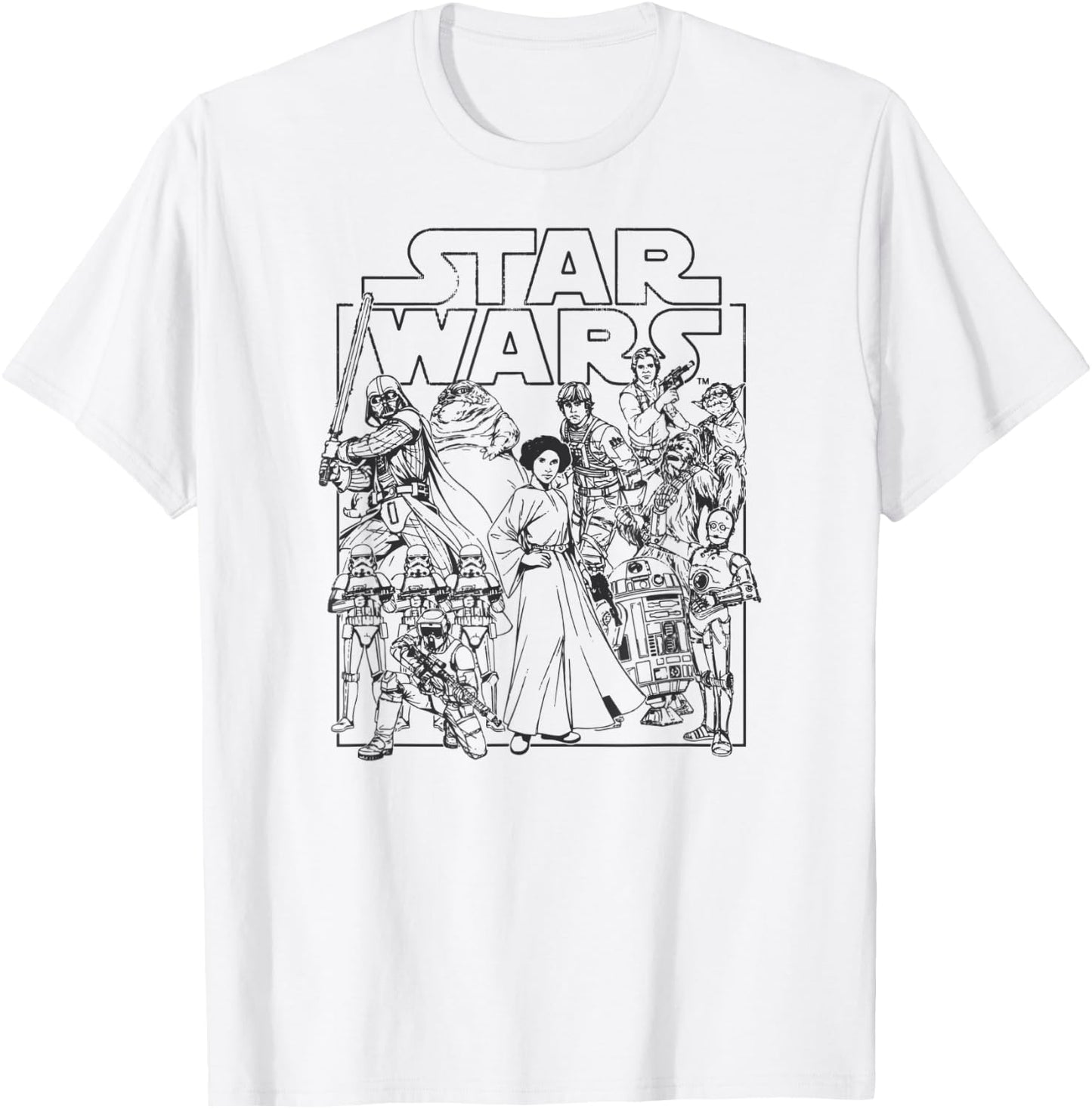 Amazon Essentials Star Wars Kids' Retro Movie Poster Group Pose , White, Small T-Shirt - T-Shirt | White