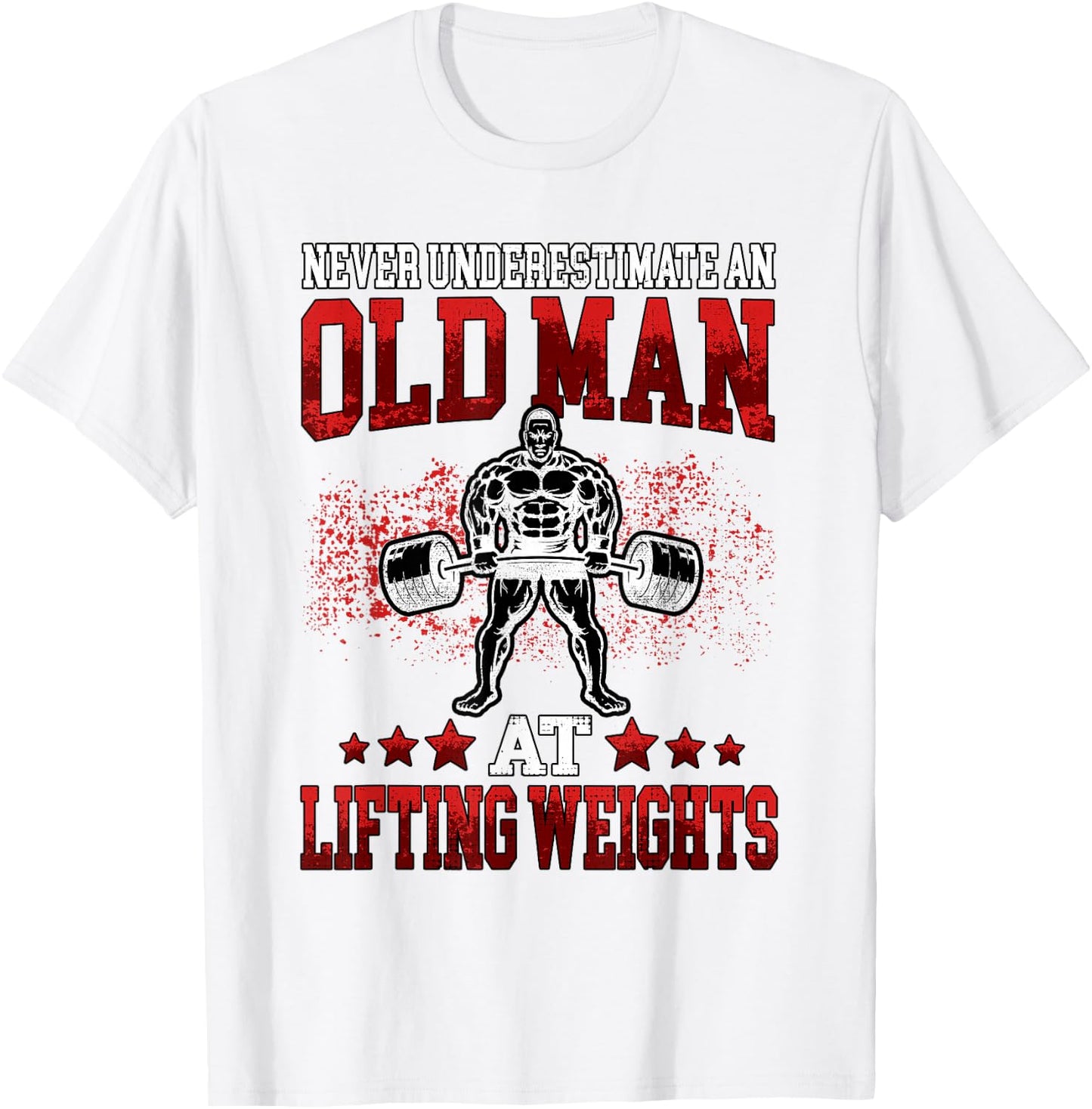 Fitness Old Man Pumping Gym Workout Gym T-Shirt - T-Shirt | White