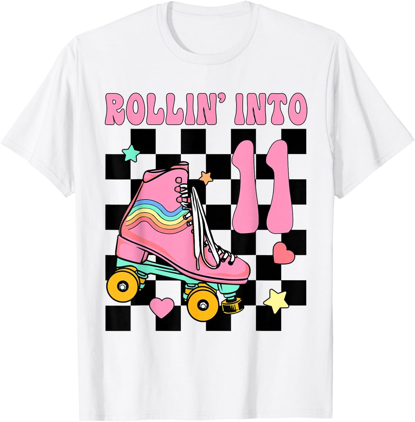 Rolling Into 11 Years Old Roller Skating Girl 11th Birthday T-Shirt - T-Shirt | White