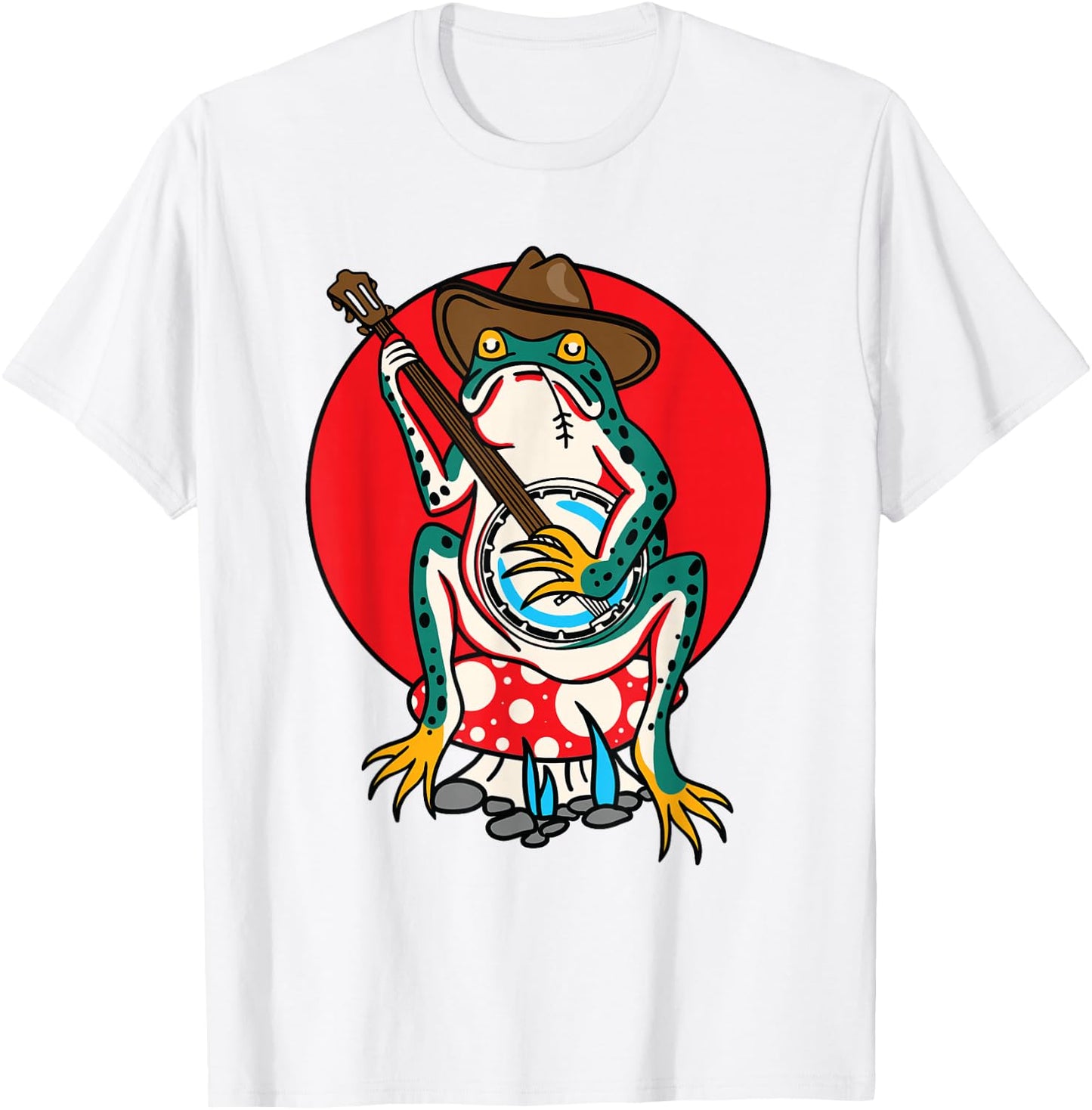 American Traditional Old School Tattoo Flash Frog Banjo T-Shirt - T-Shirt | White