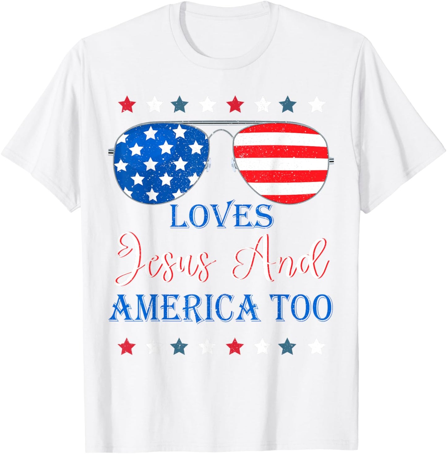 Loves Jesus America Too Toddler Boy USA Flag Christ Patriot T-Shirt - T-Shirt | White