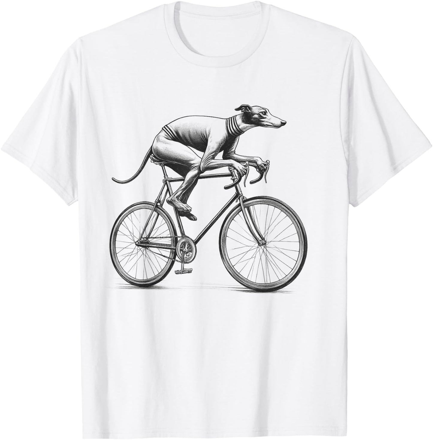 Italian Greyhound Dog Riding a Bike Bicycle Biker Cycling T-Shirt - T-Shirt | White