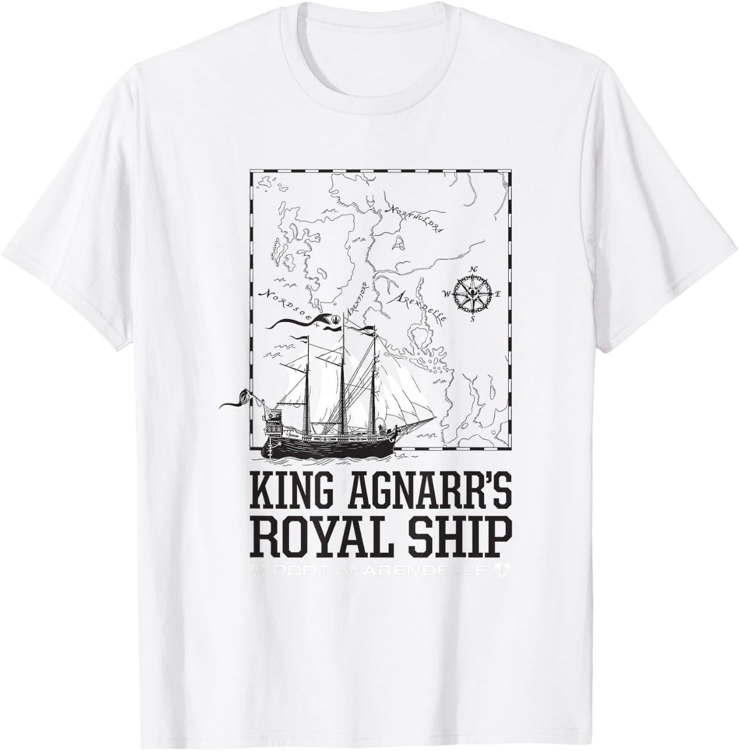 Disney Frozen King Agnarr's Royal Ship Port Of Arendelle Map T-Shirt - T-Shirt | White