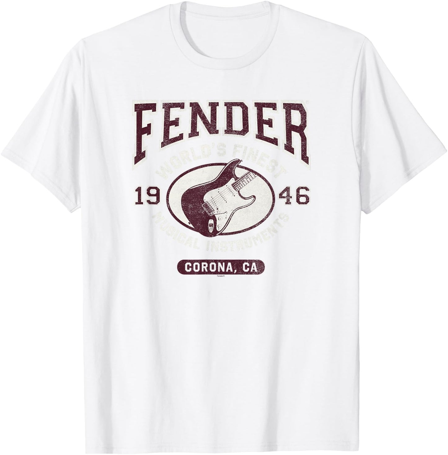 Fender World's Finest Musical Instruments Collegiate Strat T-Shirt - T-Shirt | White