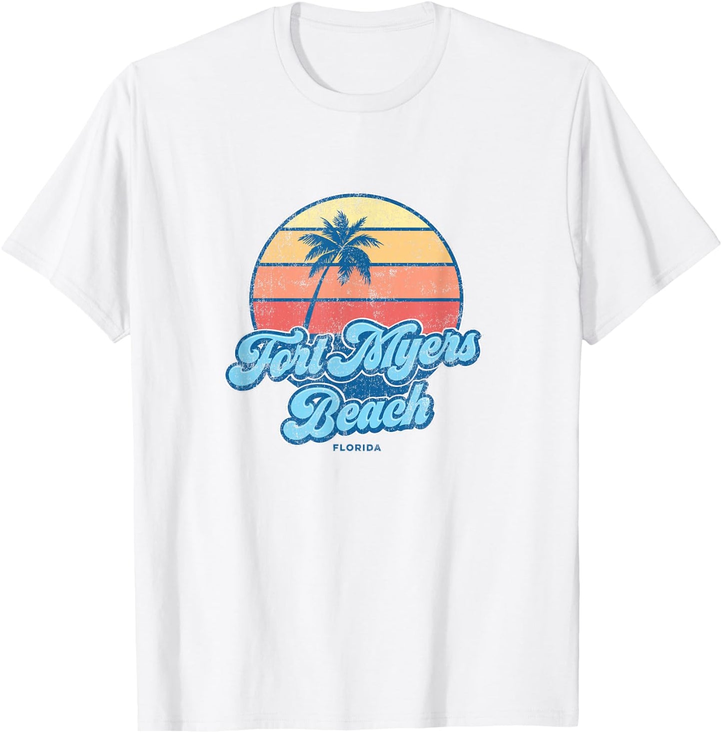 Vintage Fort Myers Beach Florida FL Classic 70s Retro Surfer T-Shirt - T-Shirt | White