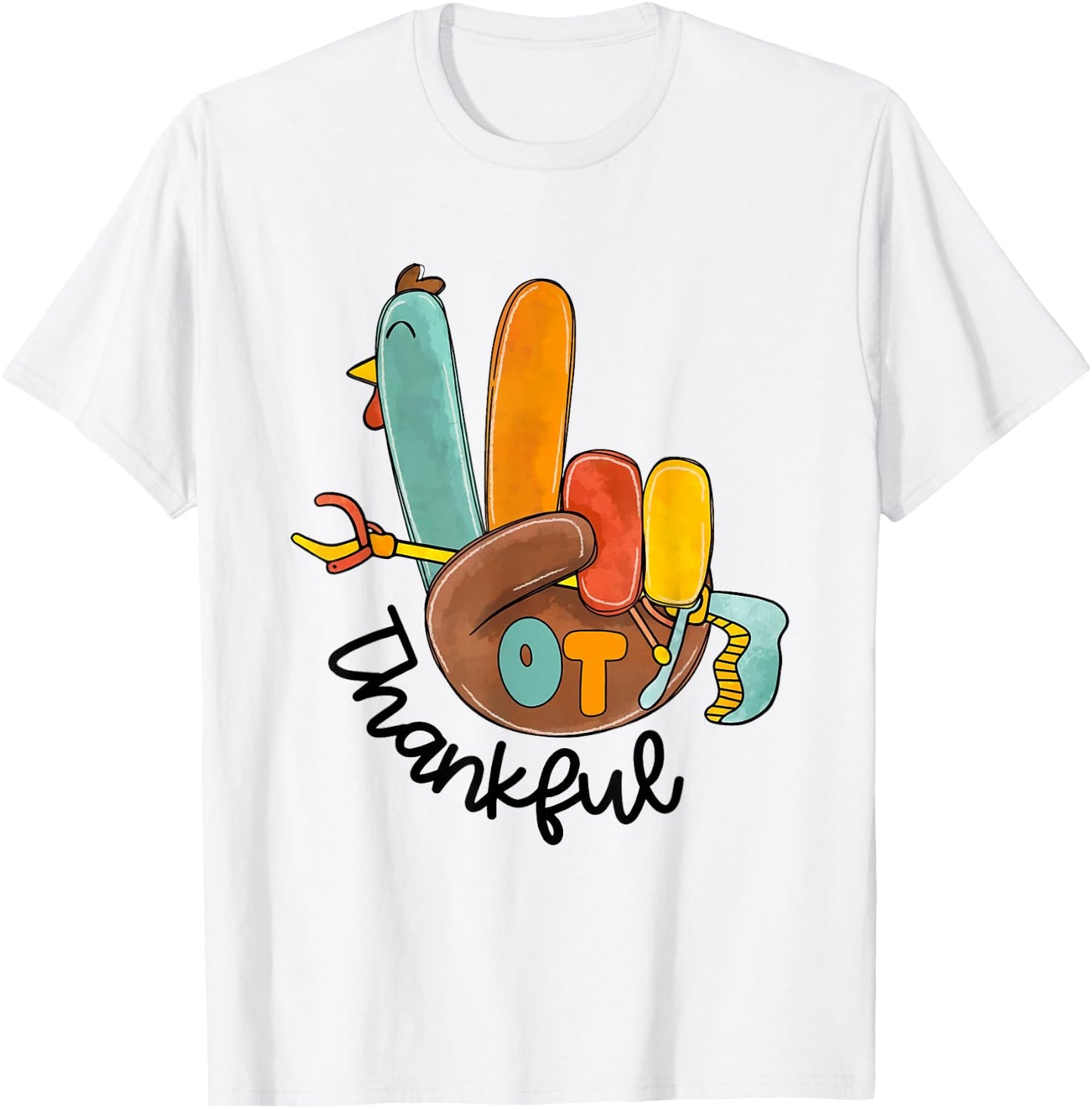 Vintage OT Thanksful Occupational Therapy Thanksgiving Fall T-Shirt - T-Shirt | White