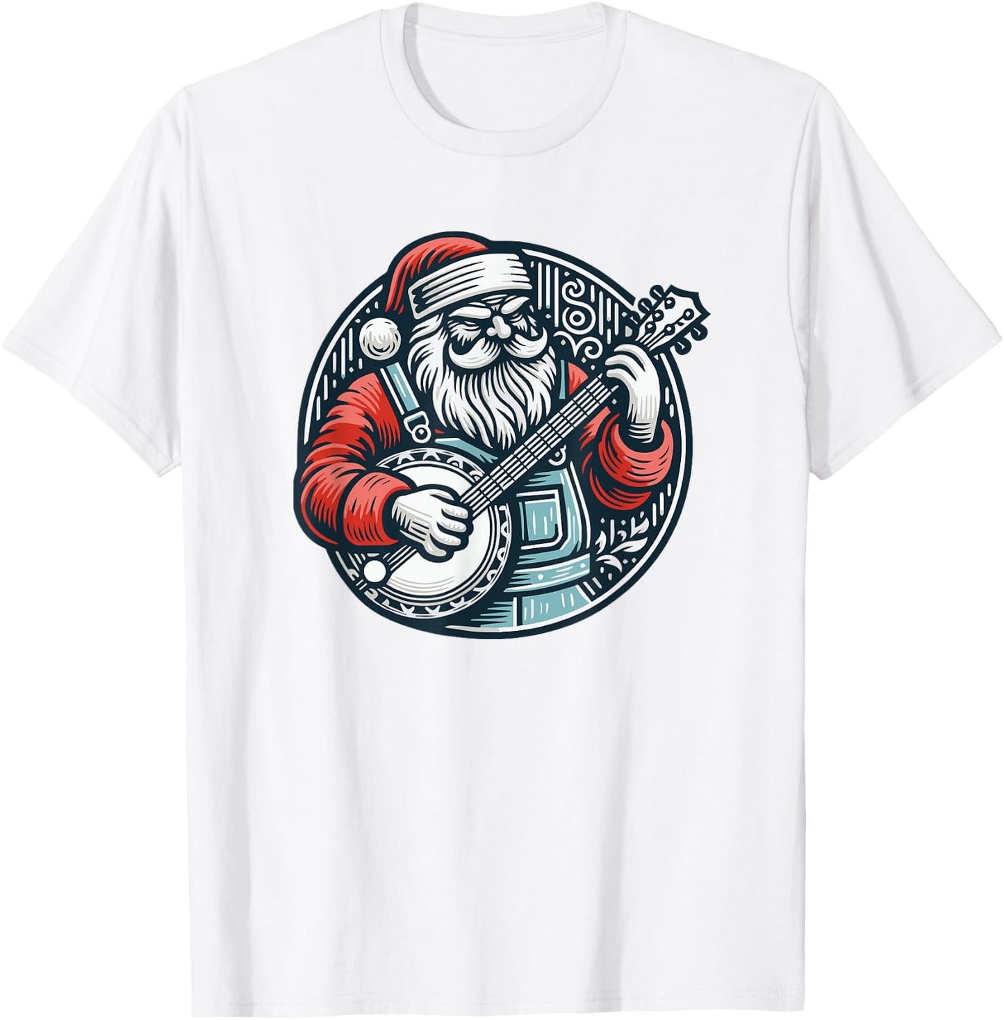 Banjo Santa Bluegrass County Santa Claus With Overalls T-Shirt - T-Shirt | White