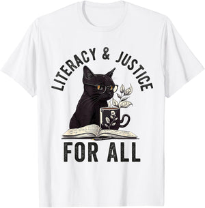 Literacy and Justice For All Read Banned Books Banning Books T-Shirt - T-Shirt | White
