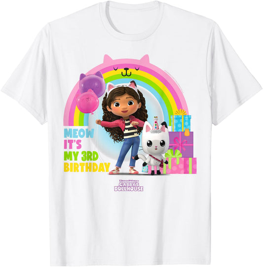 DreamWorks Gabby's Dollhouse 3rd Birthday T-Shirt - T-Shirt | White